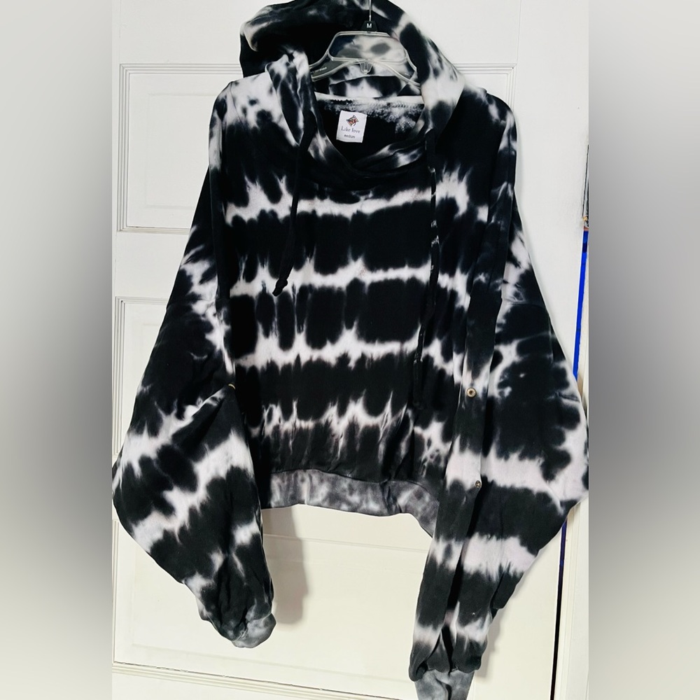 Medium Like Love Black Tie Dye Hoodie